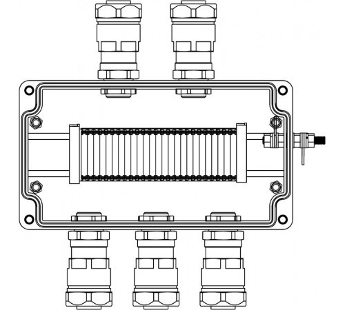 Коробка клеммная Ex из GRP; 1Ex e IIC T5 Gb IP66; Ex tb IIIB T95°CDb;Клеммы 2,5 кв.мм- 25 шт. А,С: ввод D8-13мм под небронир-ный кабельв металлорук