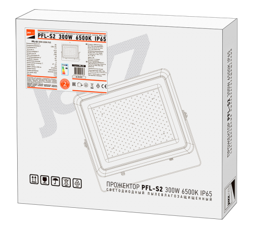 Прожектор светодиодный СДО PFL-S2-SMD 300Вт 6500К IP65 (с клапаном)  .5007963D  Jazzway