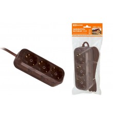 Удлинитель бытовой У03 3 гнезда, 3метра,2П+3, ПВС 3х1мм2 "Эко" (бук) 16А/250В  SQ1303-3001  TDM