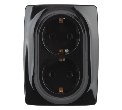 12-2106-06  Розетка 2-ая с заземлением, 16A-250В, IP20, Эра12, чёрный  Б0031233  ЭРА