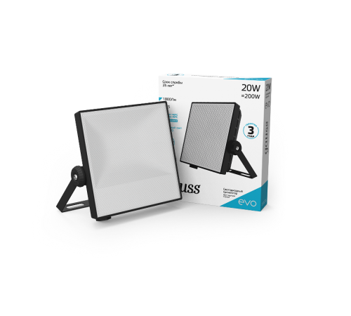 Прожектор светодиодный EVO 20W 1800 lm IP65 6500К, IK07, черный 1/30  687511320  Gauss