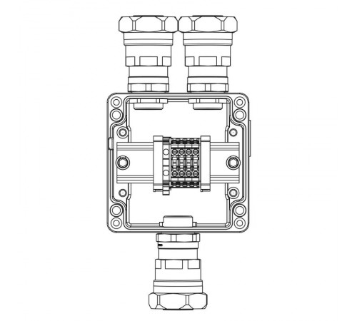 Коробка клеммная Ex из алюминия: 1Ex e IIC Т5 Gb / Ex tb IIIB T95°C DbIP66:Клеммы 4 кв.мм - 5 шт.: А, С:ввод D10,5-18мм под небронир-ныйкабель в ме