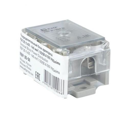 Блок распределительный проходной РБП 35 (1х35 - 4х6 мм2) 125/50 А EKF PROxima  RBP-35-50  EKF