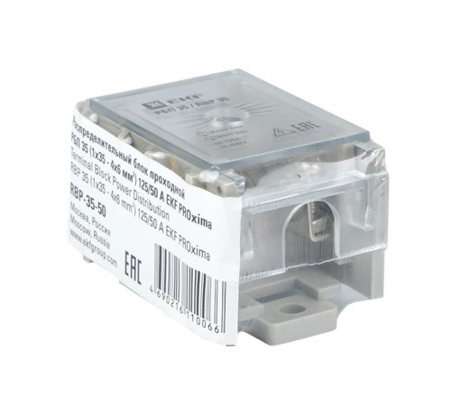 Блок распределительный проходной РБП 35 (1х35 - 4х6 мм2) 125/50 А EKF PROxima  RBP-35-50  EKF