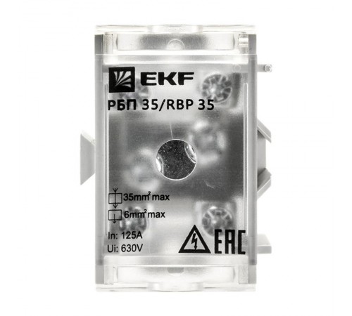 Блок распределительный проходной РБП 35 (1х35 - 4х6 мм2) 125/50 А EKF PROxima  RBP-35-50  EKF