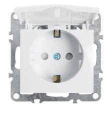 PST16-9112-01 Розетка 1-местная с/з с крышкой (механизм), 250В,16А, серия Эрна, белый  39319  STEKKER