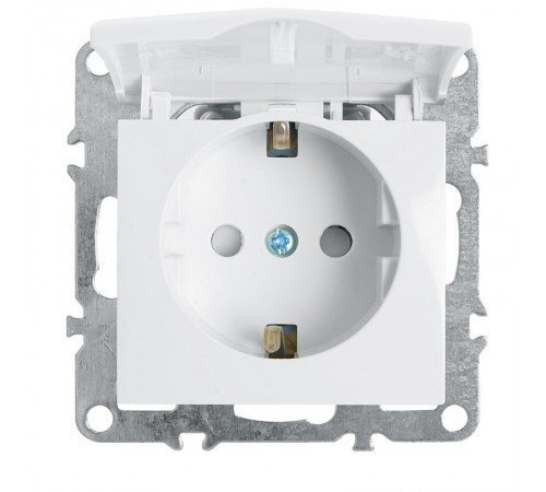 PST16-9112-01 Розетка 1-местная с/з с крышкой (механизм), 250В,16А, серия Эрна, белый  39319  STEKKER