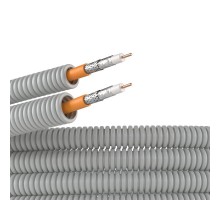 Электротруба ПВХ гибкая гофрированная д. 20 мм, цвет серый, с коаксиальным кабелем SAT нг(А)-HF, 50 м  9VE92050  DKC