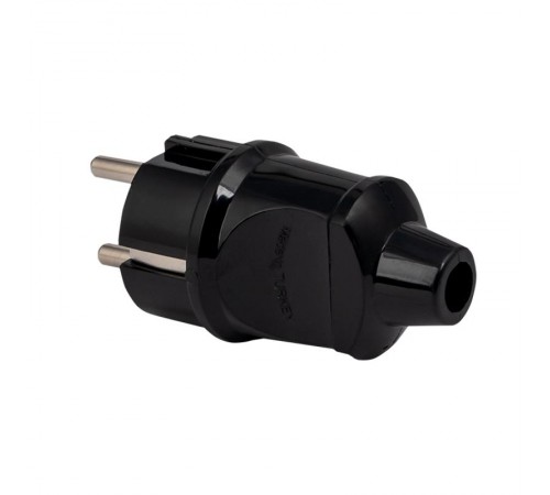 Вилка прямая усиленная с заземлением черная 16А 250В Proxima  AVP16-30-r  EKF