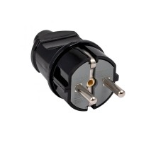 Вилка прямая усиленная с заземлением черная 16А 250В Proxima  AVP16-30-r  EKF