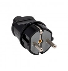 Вилка прямая усиленная с заземлением черная 16А 250В Proxima  AVP16-30-r  EKF