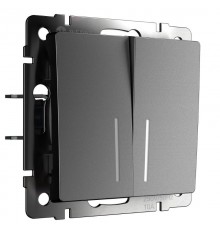 W1120164/ Электроустановочные изделия -Выключатель двухклавишный с подсветкой(графит матовый)a063099 Werkel