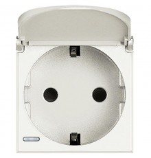Axolute Розетка 2К+З с крышкой, 10/16 А 250 В с бок. з/к Schuko, с Экр. конт., клеммы с авт. заж., цвет белый, немецкий стандарт  HD4141PW  Legrand