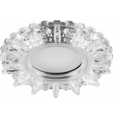 Светильник точечный встраиваемый под лампу, с LED подсветкой CD910 15LED*2835 SMD 4000K, MR16 50W G5.3, прозрачный, хром  28893  FERON