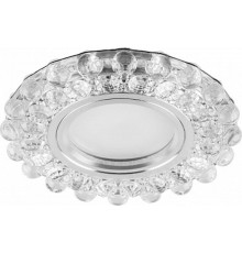 Светильник точечный встраиваемый под лампу, с LED подсветкой CD909 15LED*2835 SMD 4000K, MR16 50W G5.3, прозрачный, хром  28892  FERON