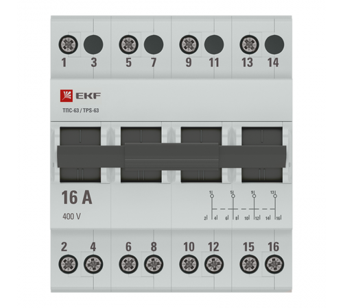 Трехпозиционный переключатель ТПС-63 4P 16А  TPS416  EKF