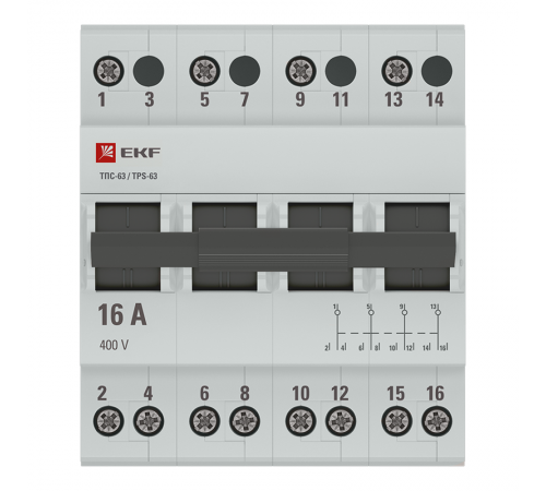Трехпозиционный переключатель ТПС-63 4P 16А  TPS416  EKF