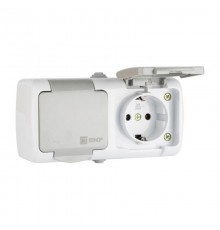 Мурманск Розетка 2-местная 16А с заземлением с крышкой IP54 серый с защитными шторками EKF  EFR16-129-30-54  EKF